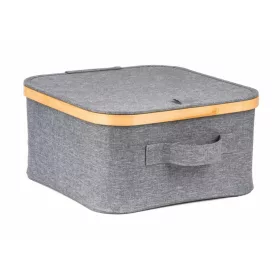   Tárolódoboz G21 30 x 30 x 15 cm, bambusz fedéllel, szürke