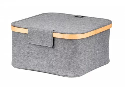 Tárolódoboz G21 30 x 30 x 15 cm, bambusz fedéllel, szürke