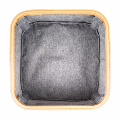 Tárolódoboz G21 30 x 30 x 15 cm, bambusz fedéllel, szürke