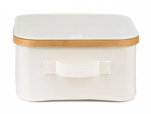 Tárolódoboz G21 30 x 30 x 15 cm, bambusz fedéllel, bézs