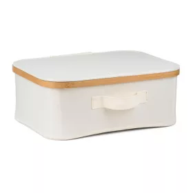 Tárolódoboz G21 40 x 30 x 15 cm, bambusz fedéllel, bézs