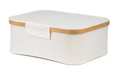 Tárolódoboz G21 40 x 30 x 15 cm, bambusz fedéllel, bézs