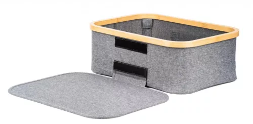 Tárolódoboz G21 40 x 30 x 15 cm, bambusz, fedéllel, szürke