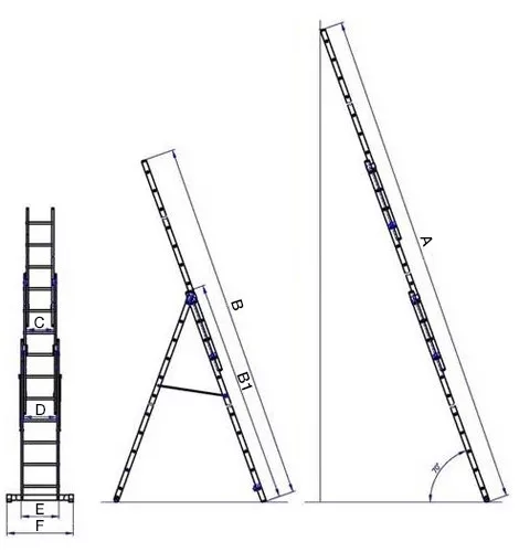 G21 háromrészes létra 5,9m, 3x9 létrafok
