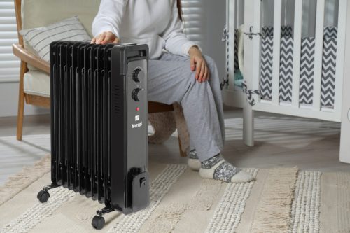 G21 Merapi olajradiátor fekete, 11 elem, 2500 W