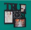 Kreatív falióra, "TRUST", 3 db képkerettel, fekete