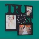 Kreatív falióra, "TRUST", 3 db képkerettel, fekete