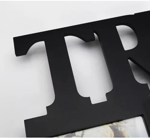 Kreatív falióra, "TRUST", 3 db képkerettel, fekete