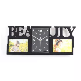   Kreatív falióra, "BEAUTY", 2 db képkerettel, fekete