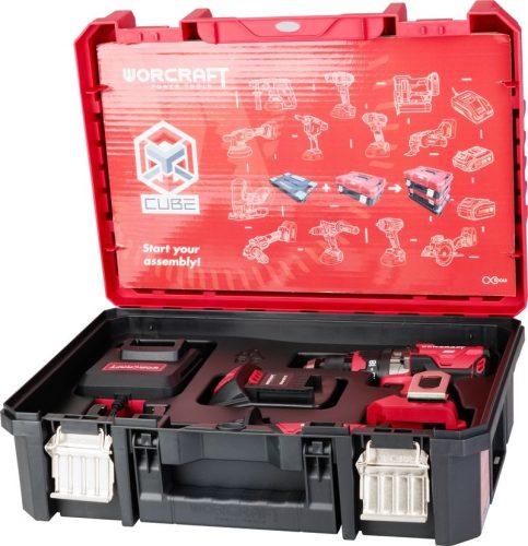 Set Worcraft XCUBE004 Toolbox, bezuhlíkový skrutkovač CHD-S20LiBH, 1x 4.0 Ah akumulátor, 1x nabíjačka
