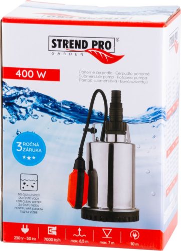 STREND PRO MQ 400 INOX szivattyú, 400 W, 7000 l/óra, tiszta vízhez