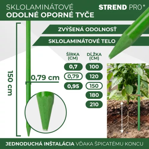 CountryYard S279 rúd, 150 cm, 7,9 mm, zöld, üvegszálas