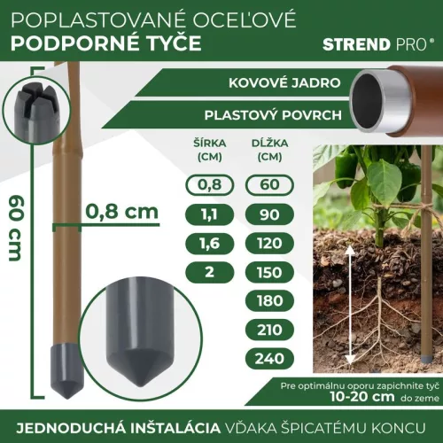 Cső Garden TY 08/0600 mm, acél/műanyag, barna