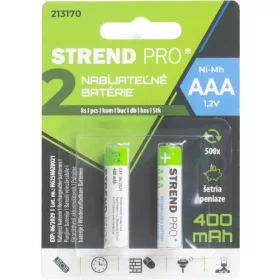   Akkumulátor Strend Pro, újratölthető, ceruza, AAA, 400 mAh Ni-Mh, csomag 2 db