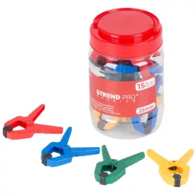   Rögzítő bilincs Strend Pro Premium DT825 rúgós, többszínű, 15 db egy dobozban, 1"/25 mm