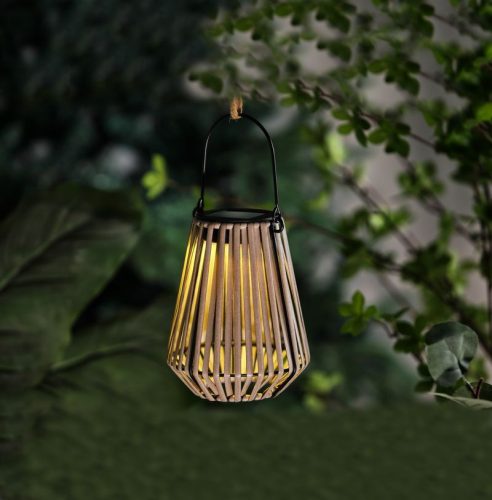 Lámpa Strend Pro Garden, napelemes, LED, függő, rattan, 12x12x24 cm