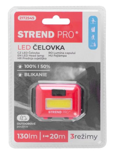 Strend Pro Headlight H955 fejlámpa, COB, színes, 3x AAA, többszínű