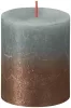 Sviečka Bolsius Rustic, valcová, vianočná, Sunset Eucalyptus Green+ Copper, 80/68 mm