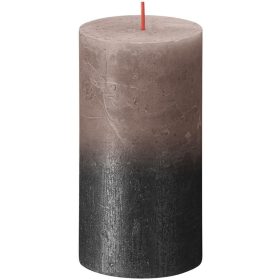   Sviečka Bolsius Rustic, valcová, vianočná, Sunset Creamy Caramel+ Anthracite, 130/68 mm