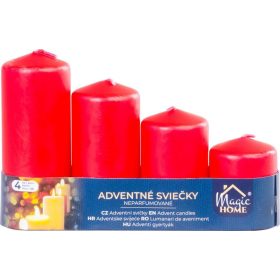   Sviečka MagicHome, vianočná, adventná, červená, 48 mm 60/80/100/120 mm, bal. 4 ks