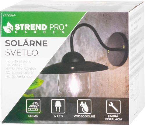 Lámpa Strend Pro Garden, napelemes, fali/kerítés lámpa, 1x LED, 23,5x18x20 cm