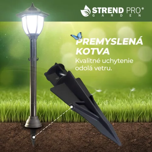 Lámpa Strend Pro Garden, lánc, kerítés, kerti kerítés, 2x napelemes lámpa, 1x LED, 16,5x16,5x71,5 cm