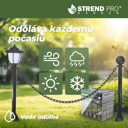 Lámpa Strend Pro Garden, lánc, kerítés, kerti kerítés, 2x napelemes lámpa, 1x LED, 16,5x16,5x71,5 cm