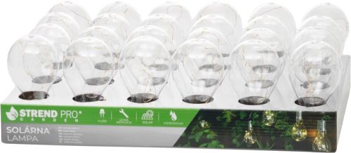 Lámpa Strend Pro, izzó, napelemes, LED, 7,5x15 cm, Kiszerelés 24 db