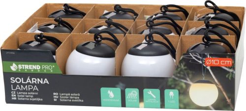 Lámpa Strend Pro Garden Glob, napelemes, 1xLED, 10 cm, Kiszerelés 12 db