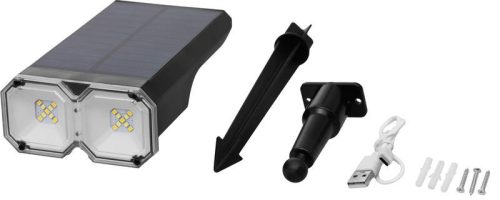 Lámpa Strend Pro, napelemes, LED, falra/földre, 16x10x27 cm