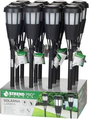 Lámpa Strend Pro Garden, fáklya, napelemes, fekete, 6x LED, 7,5x51 cm, Kiszerelés 12 db