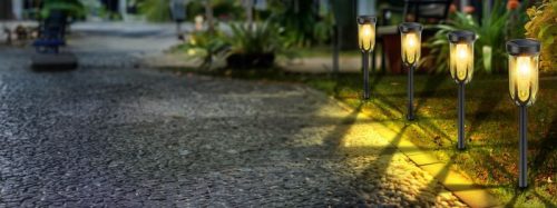 Lámpa Strend Pro Garden Elis, napelemes, fekete, LED, 7,5x42 cm, Kiszerelés 12 db