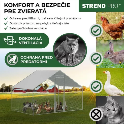 Kurín Strend Pro, pre hydinu, voliéra, klietka, kurnik, so strechou, 3x2x2 m