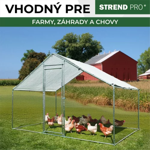 Kurín Strend Pro, pre hydinu, voliéra, klietka, kurnik, so strechou, 3x2x2 m
