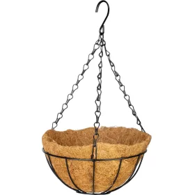   Akasztó Strend Pro, virágtartó, acél/kókusz, függő, lánccal és horoggal, 20 cm