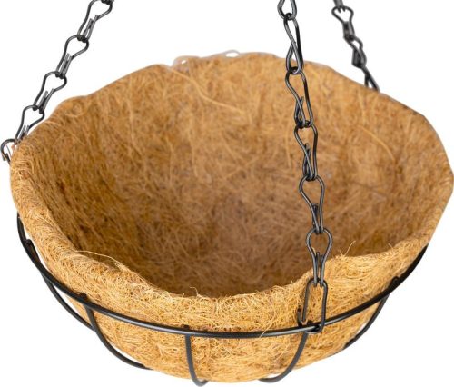 Akasztó Strend Pro, virágtartó, acél/kókusz, függő, lánccal és horoggal, 20 cm