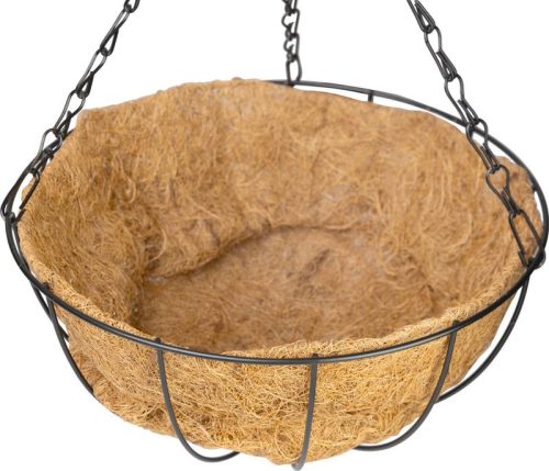 Akasztó Strend Pro, virágtartó, acél/kókusz, függő, lánccal és horoggal, 25 cm