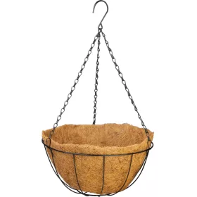   Akasztó Strend Pro, virágtartó, acél/kókusz, függő, lánccal és horoggal, 35 cm
