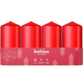   Sviečky Bolsius Pillar Advent, Vianočná, červené, 48/100 mm, bal. 4 ks