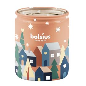   Gyertya Bolsius True Glow, 82x68 mm, mogyoro/vanilia, uvegben
