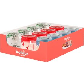   Gyertya Bolsius Starlight, 82x68 mm, 3 fele illat, uvegben, csomag 12 db