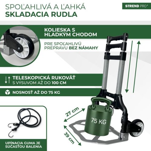 Molnárkocsi Strend Pro, szállítókocsi, összecsukható lépcsőző, teleszkópos, max. 75 kg