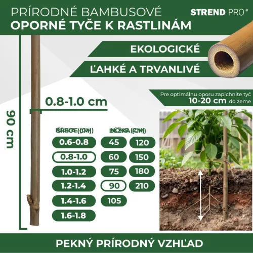Rúd Garden KBT 0900/08-10 mm, 10 db, bambusz, támasztás a növényeknek