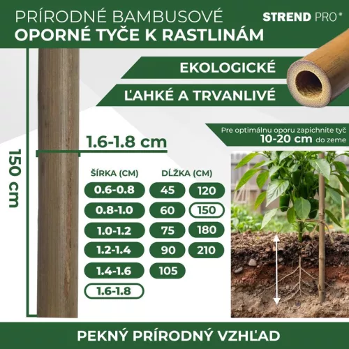 Rúd Garden KBT 1500/16-18 mm, 10 db, bambusz, támasztás a növényeknek