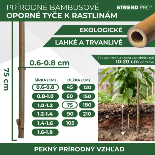 Rúd Garden KBT 0750/06-08 mm, 10 db, bambusz