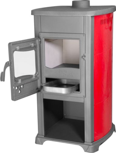 Kályha Bella Thalia, piros, 5,4 kW, 102 cm, öntöttvas/samott