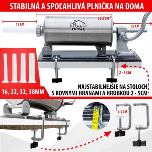 MagicHome SM208 töltő, kolbászra és hurkára, vízszintes, 4 kg, kézi