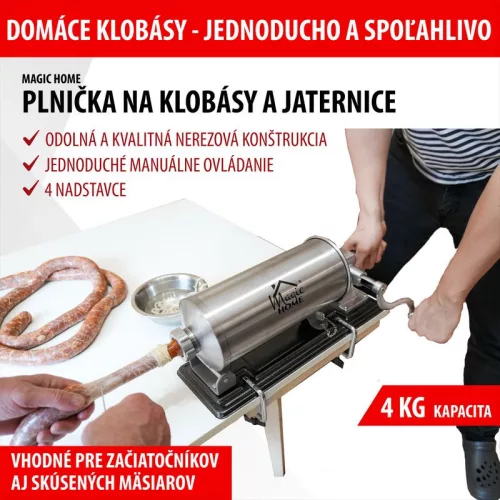 MagicHome SM208 töltő, kolbászra és hurkára, vízszintes, 4 kg, kézi