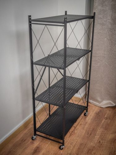Polc Racks RAW4T, fém, 4 polcos, 1270x720x340 mm, max. 50 kg/polc, hordozható, görgős