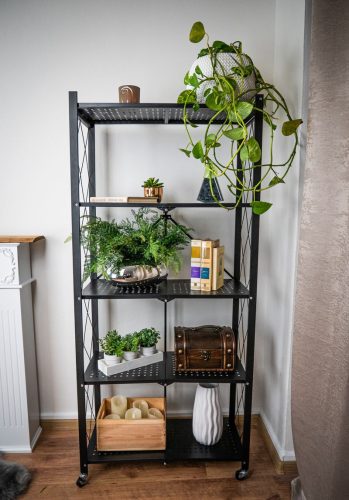 Polc Racks RAW5T, fém, 5 polcos, 1630x720x340 mm, max. 50 kg/polc, hordozható, görgős